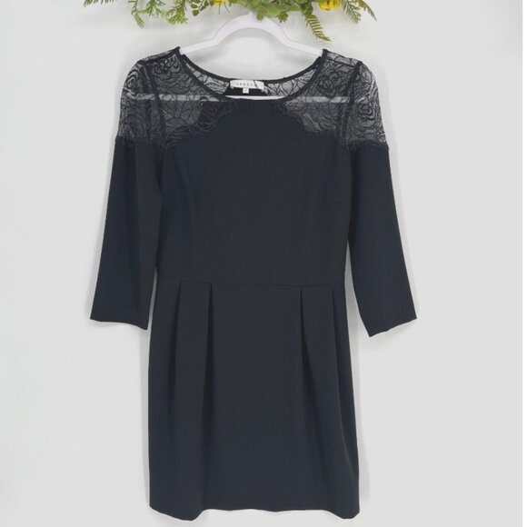 Sandro Paris Black Lace Sheath Dress Elegant Cocktail Size 2 Holiday Dress - Picture 2 of 10
